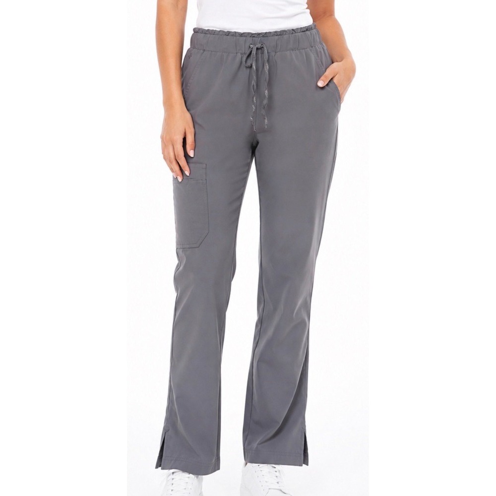 Med Couture Touch Yoga Cargo Scrub Pants. Gray. Women's Size Small Petite
